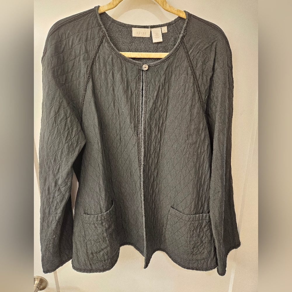 NWOT - Silk J Jill Black Quilted Jacket Blazer - Size 1X